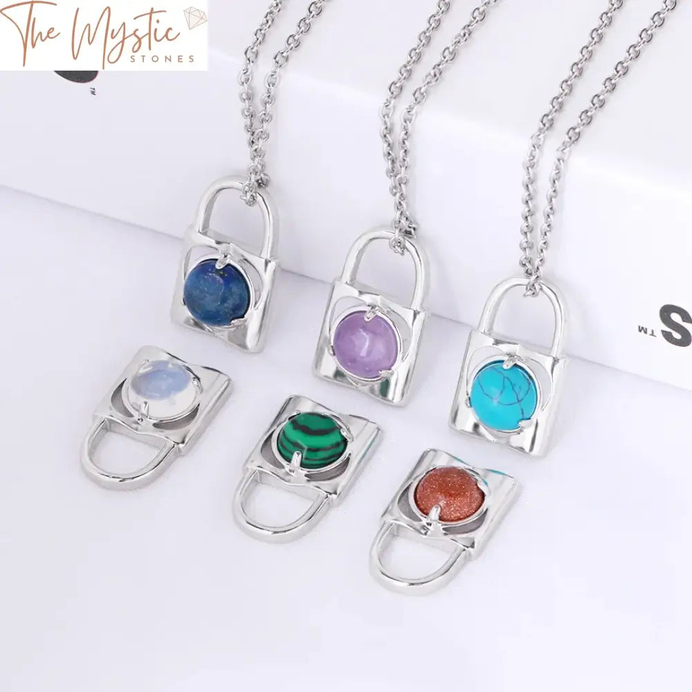 Stainless Steel Chain & Crystal Bead Pendant Necklace