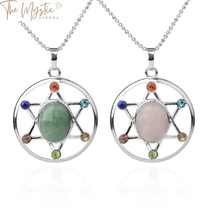 A collection of elegant Star of David pendants featuring hexagram designs, crafted from natural stones in an egg shape.