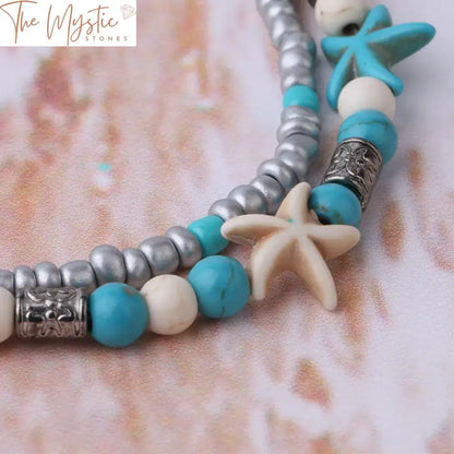 Starfish Bead & Om Pendant Anklet