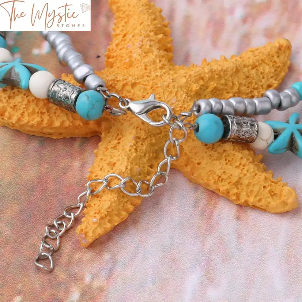 Starfish Dual-Layer Beaded Anklet