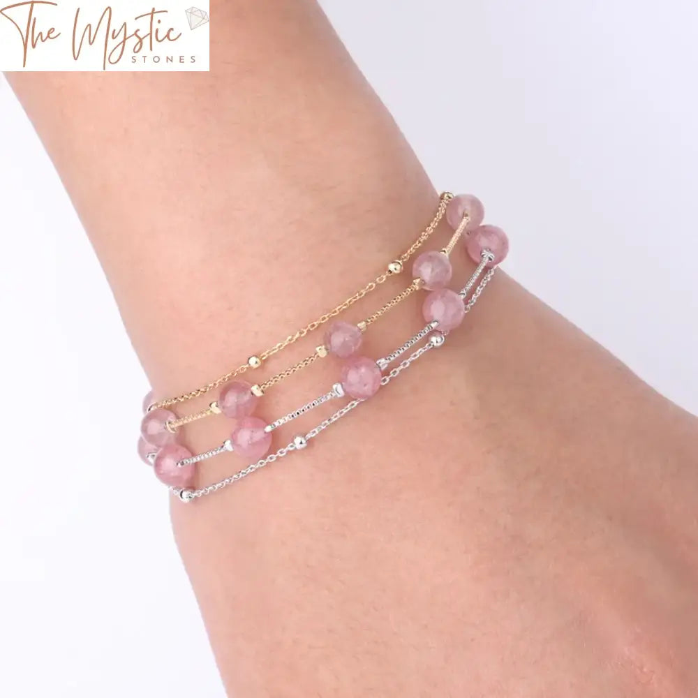 Strawberry Crystal Stone Bracelet 6Mm