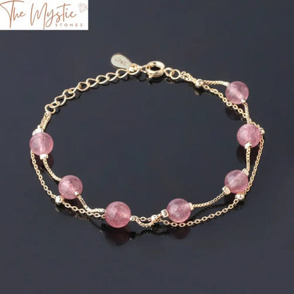 Strawberry Crystal Stone Bracelet 6Mm