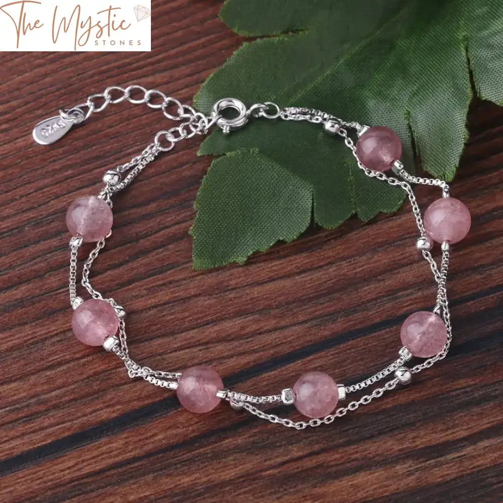 Strawberry Crystal Stone Bracelet 6Mm