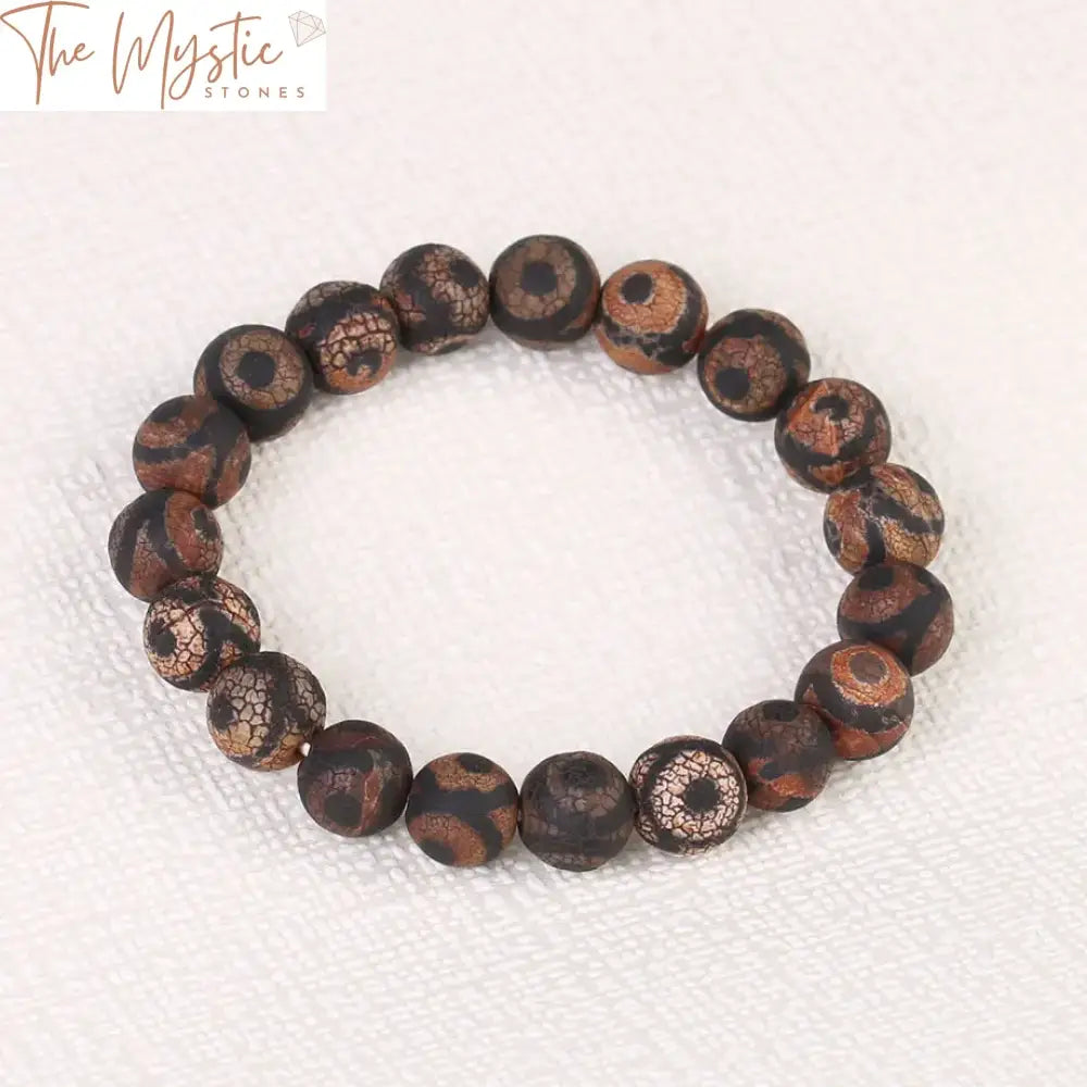 Stripe Onyx Elastic Bracelet 10Mm Beads