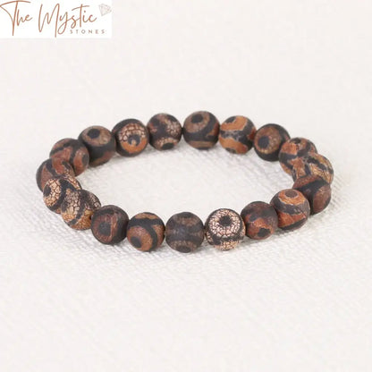 Stripe Onyx Elastic Bracelet 10Mm Beads