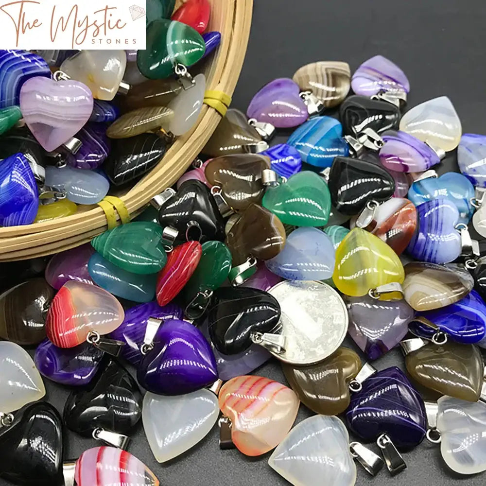 Striped Agate Heart Pendant