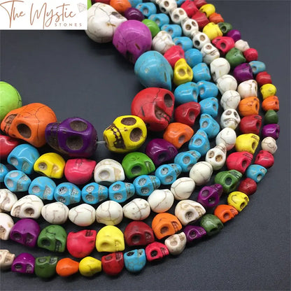 Synthetic Turquoise Carved Skull Beads