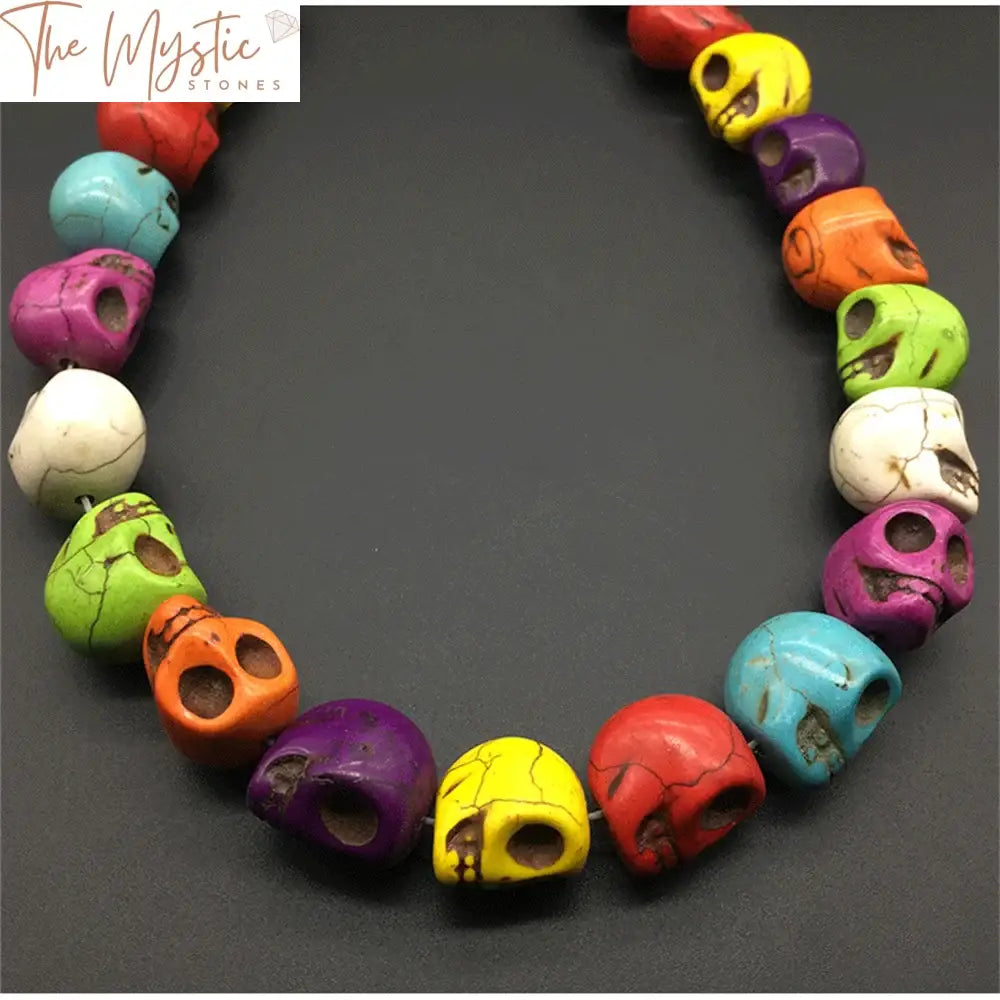 Synthetic Turquoise Carved Skull Beads