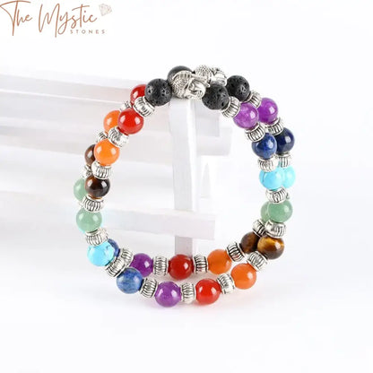 Tibetan Black Lava & Gemstone Chakra Bracelet