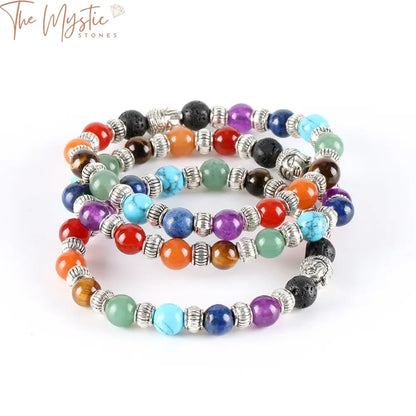 Tibetan Black Lava & Gemstone Chakra Bracelet