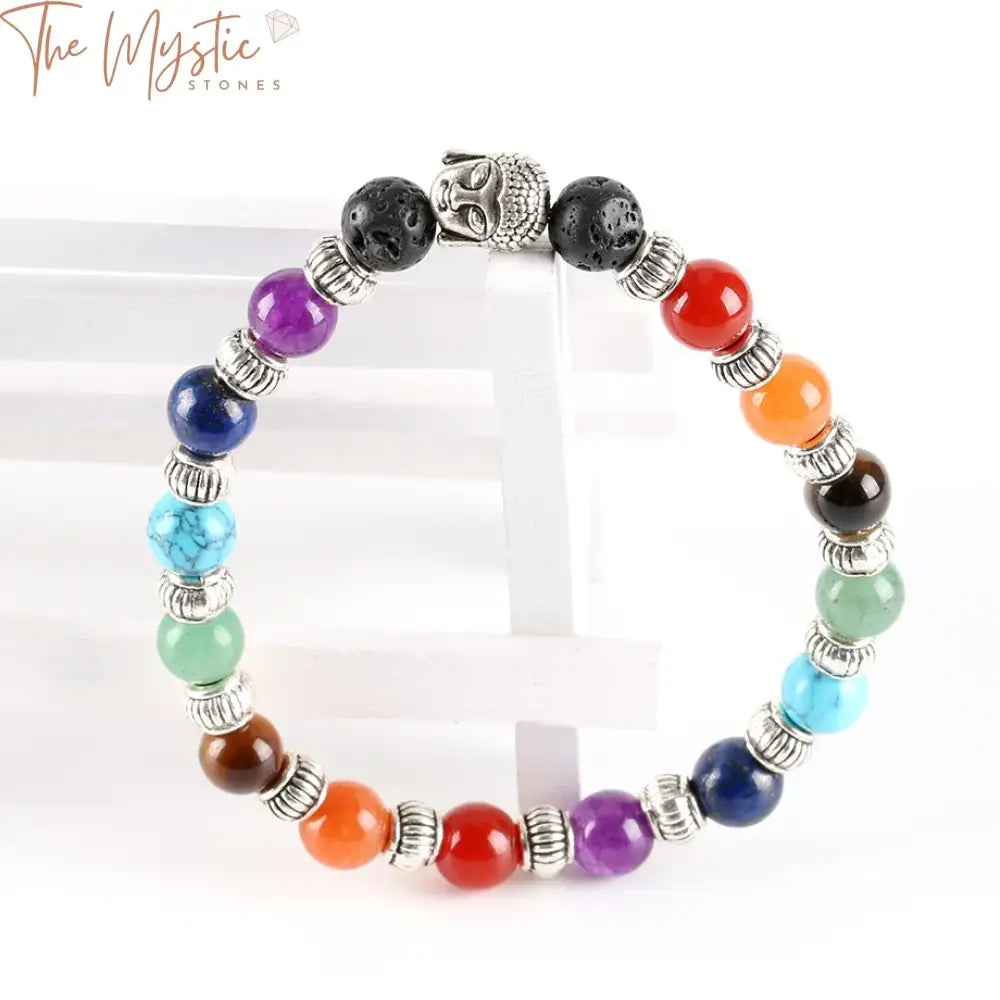 Tibetan Black Lava & Gemstone Chakra Bracelet