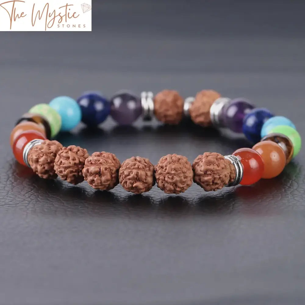 Tibetan Chakra Vajra Bracelet With Lava Beads