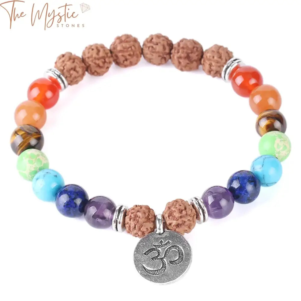 Tibetan Chakra Vajra Bracelet With Lava Beads