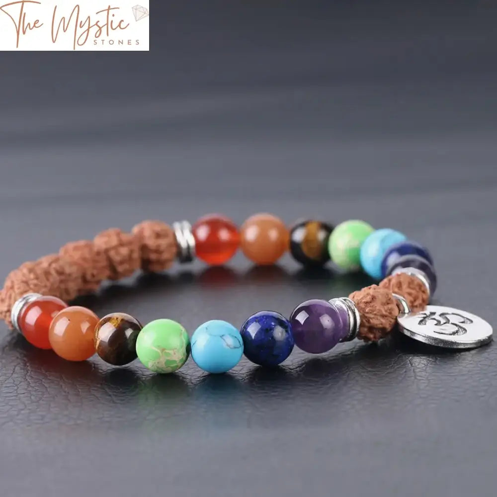 Tibetan Chakra Vajra Bracelet With Lava Beads