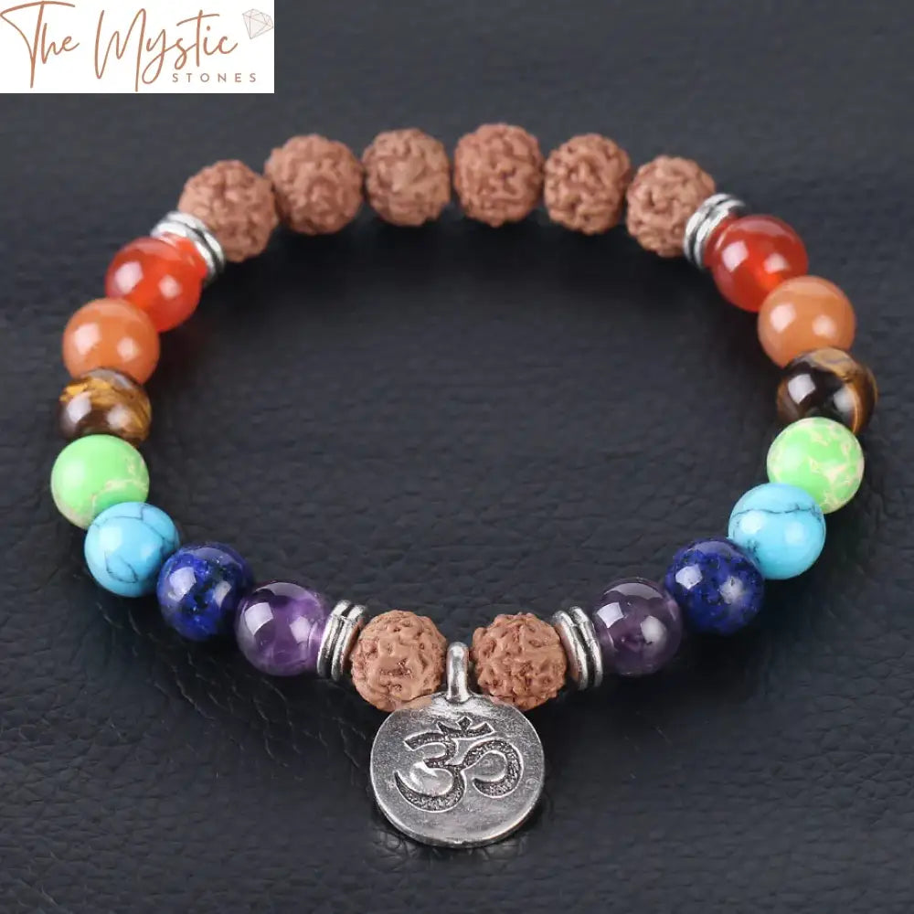 Tibetan Chakra Vajra Bracelet With Lava Beads