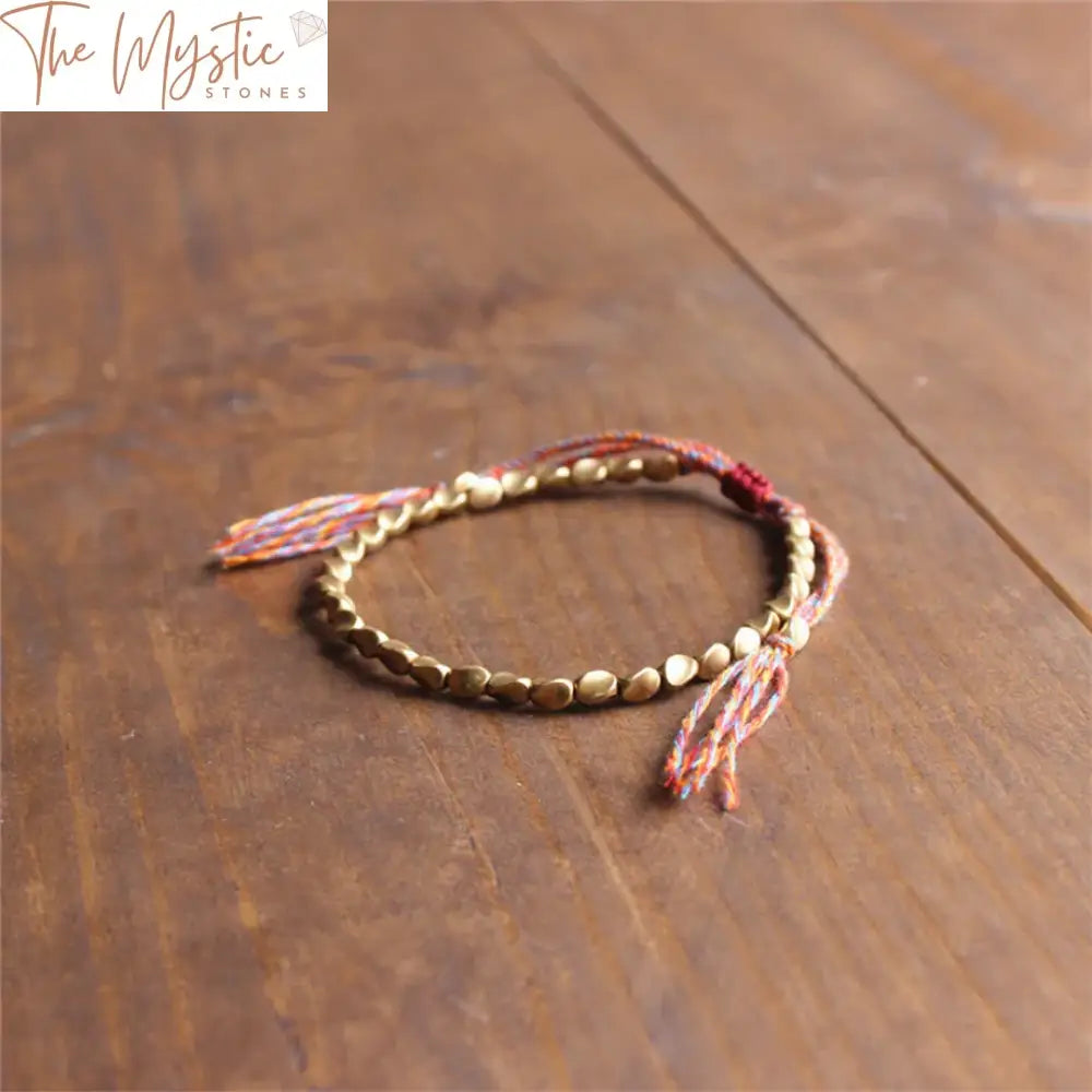 Tibetan Hand-Braided Copper Beaded Lucky Rope Bracelet