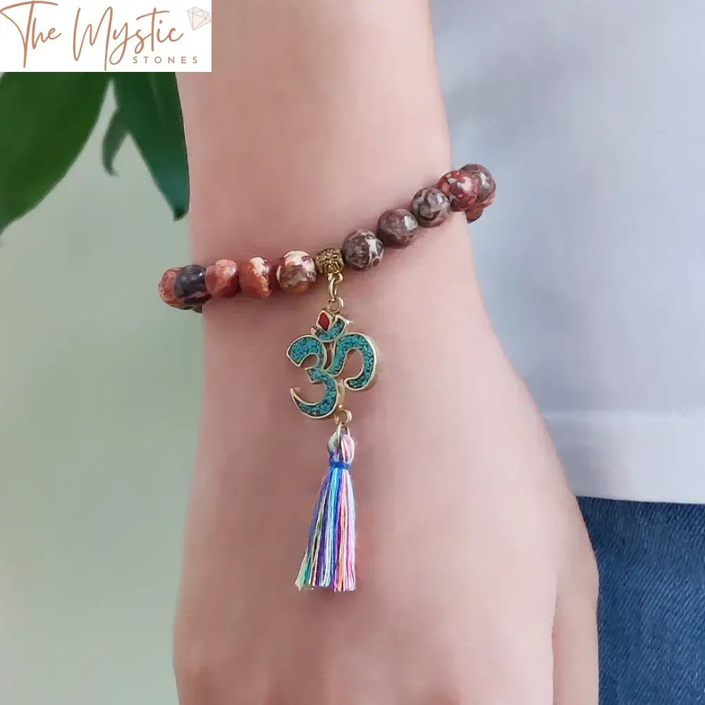 Tibetan Om Crystal Mala Bracelet 8Mm