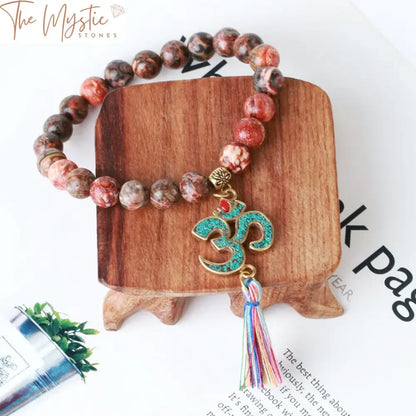 Tibetan Om Crystal Mala Bracelet 8Mm