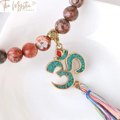 Tibetan Om Crystal Mala Bracelet 8Mm