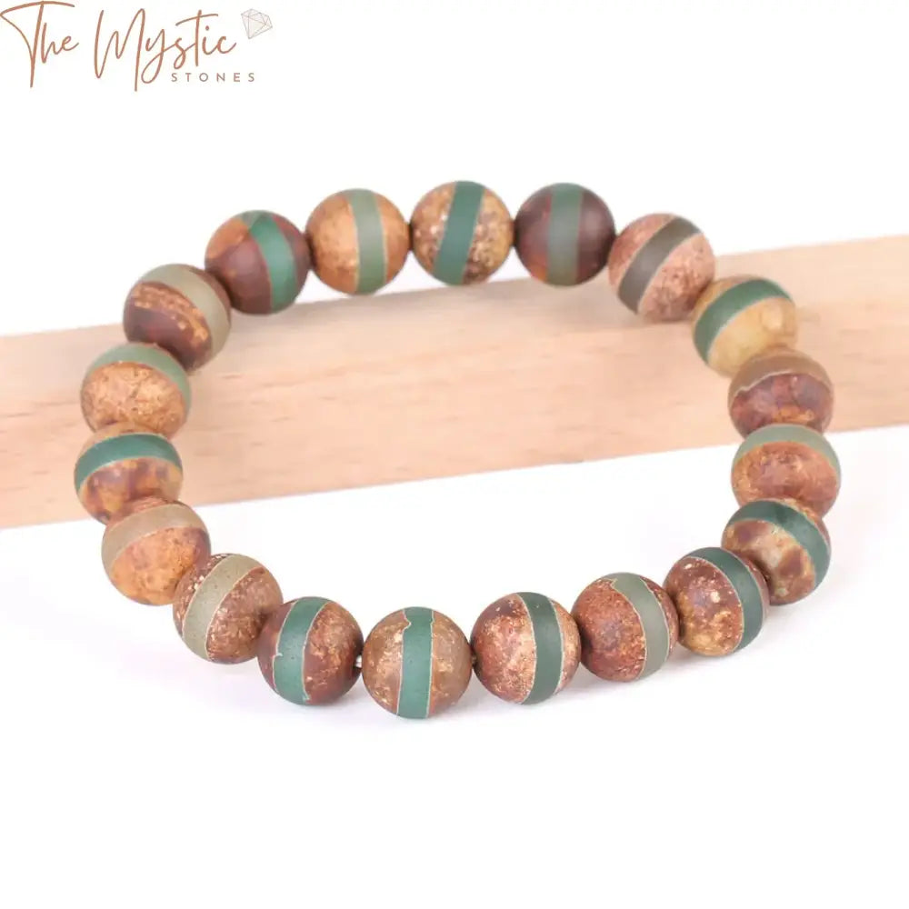 Tibetan Onyx Vein 10Mm Bead Bracelet