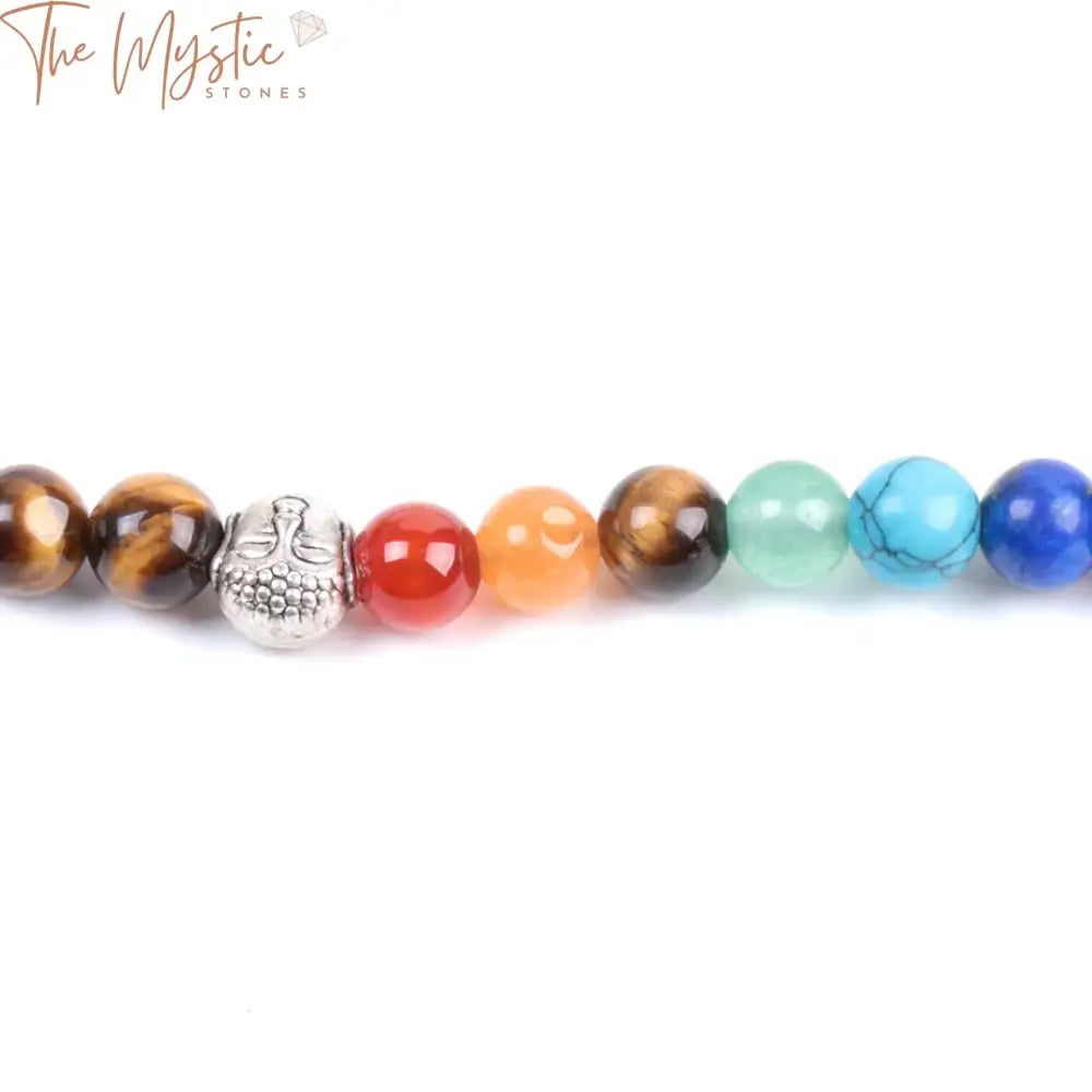 Tiger Eye 7 Chakra Layered Mala Bracelet