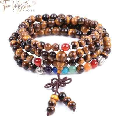 A bracelet composed of multiple layers of natural tiger eye stones, designed for both men and women.