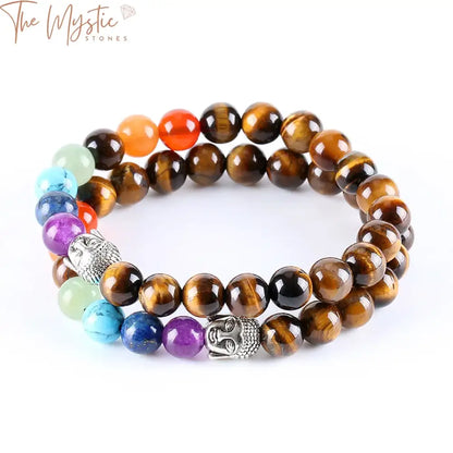 Tiger Eye 7 Chakra Mala Bracelet