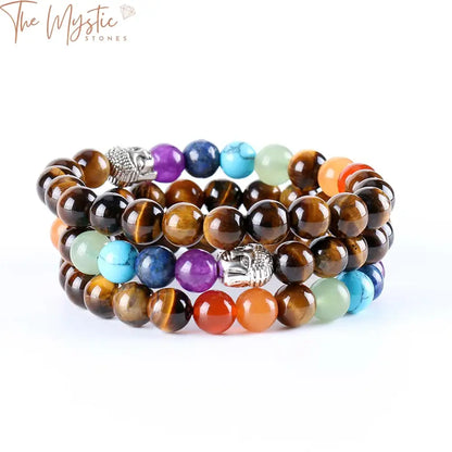 Tiger Eye 7 Chakra Mala Bracelet