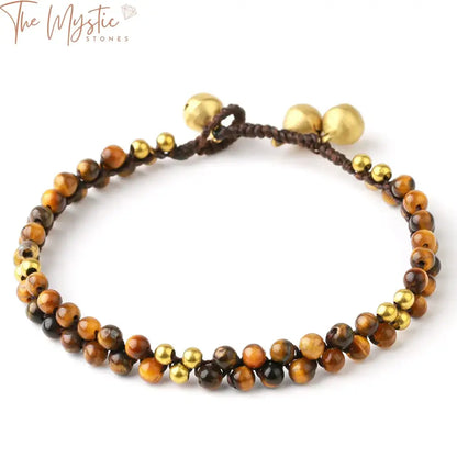 Tiger Eye & Amazonite Dual-Row Charm Bracelet For Girls