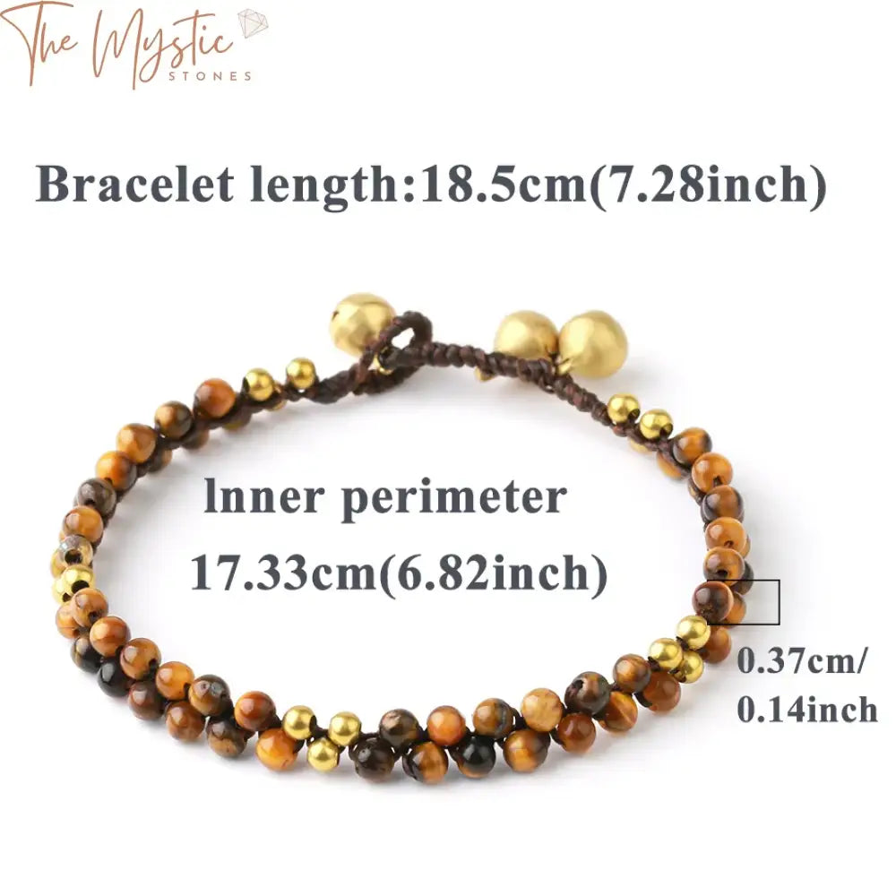 Tiger Eye & Amazonite Dual-Row Charm Bracelet For Girls