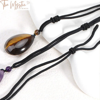 Tiger Eye & Amethyst Healing Pendant Necklace