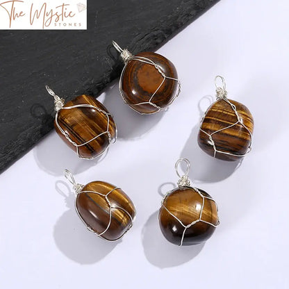 Tiger Eye Chakra Pendant – Silver Wire-Wrapped