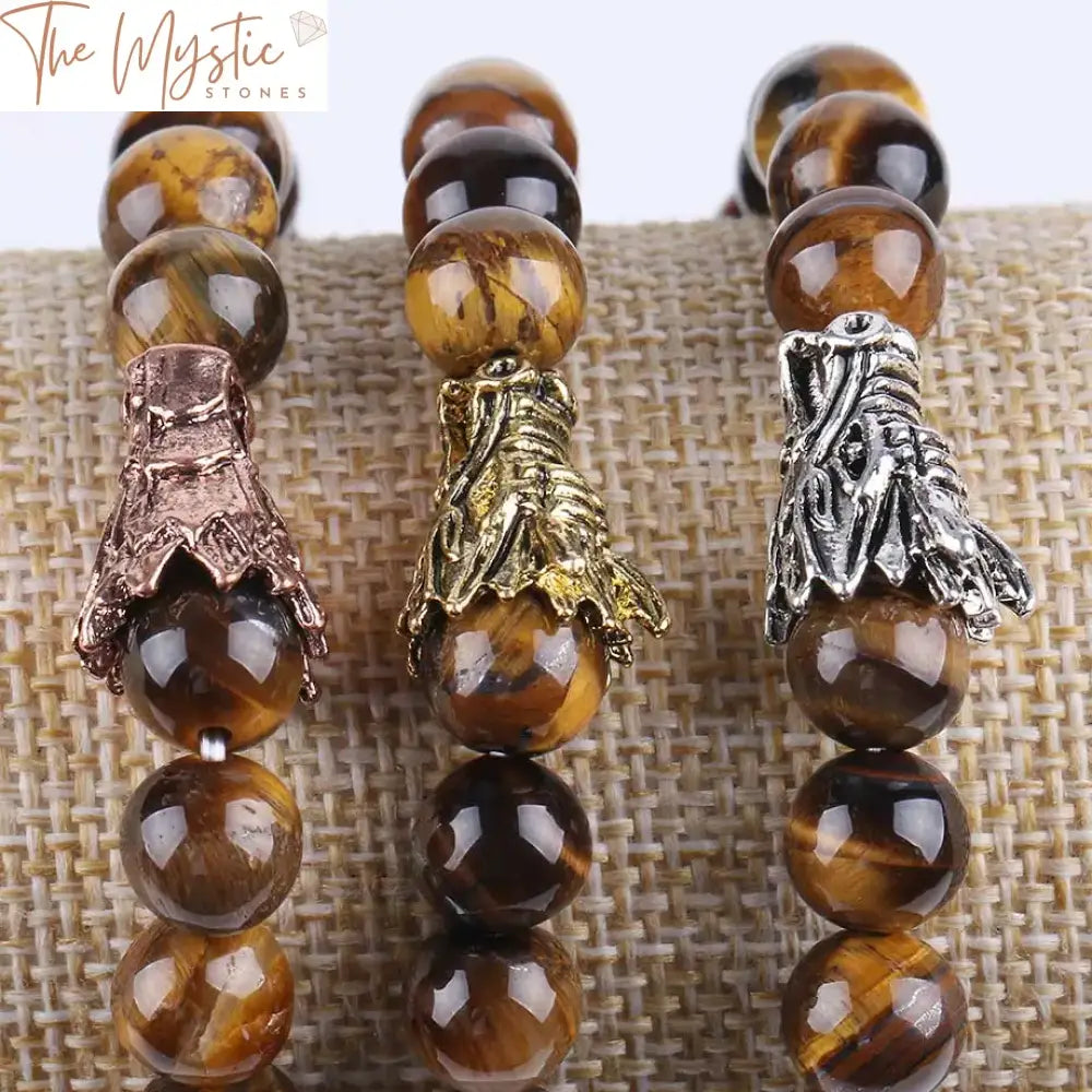 Tiger Eye Dragon Head Gemstone Bracelet