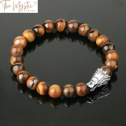 Tiger Eye Dragon Head Gemstone Bracelet