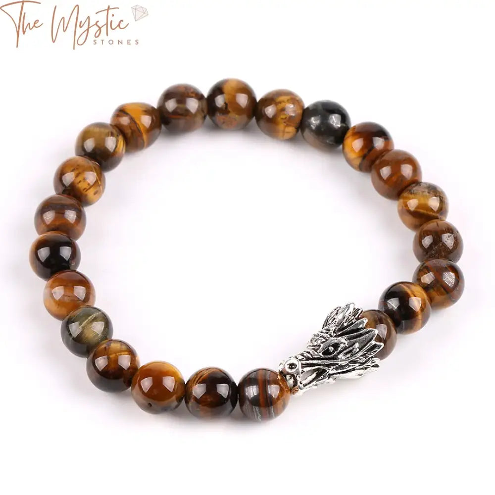 Tiger Eye Dragon Head Gemstone Bracelet