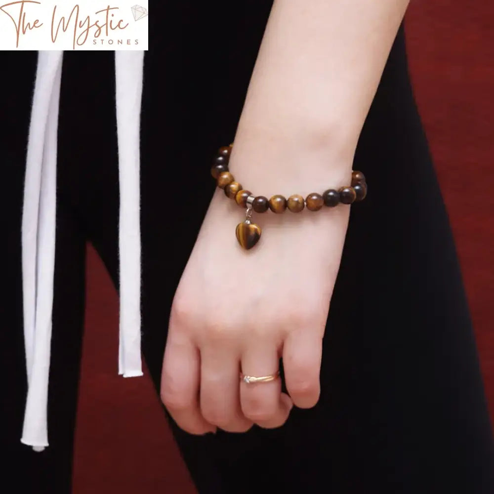 Tiger Eye Heart Stone Bracelet