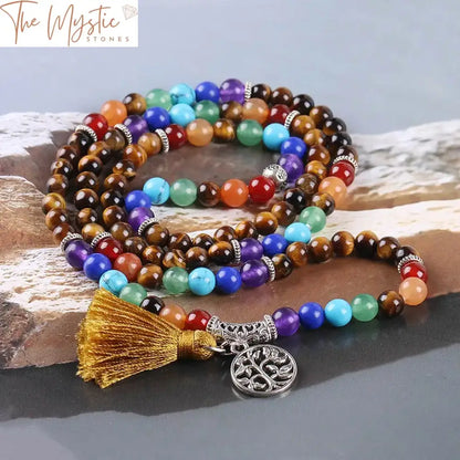 Tiger Eye Multilayer 108-Bead Mala Bracelet