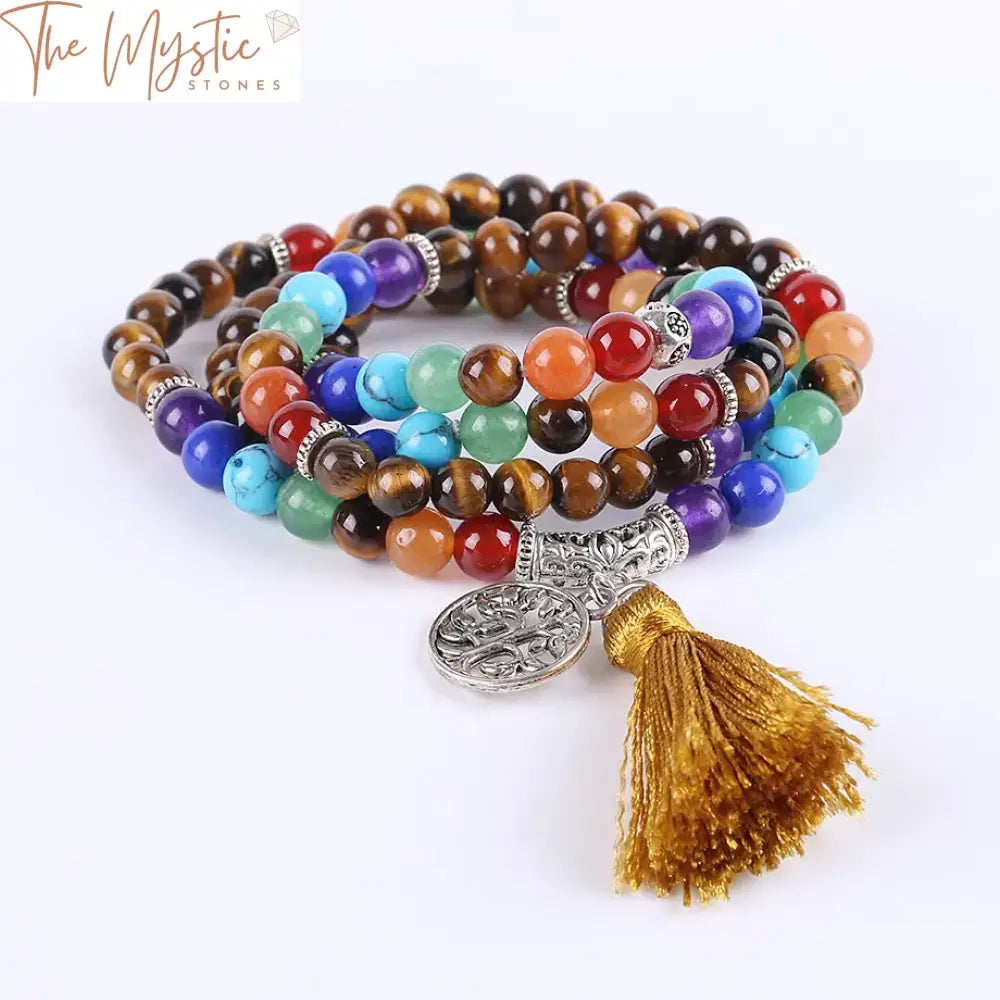 Tiger Eye Multilayer 108-Bead Mala Bracelet