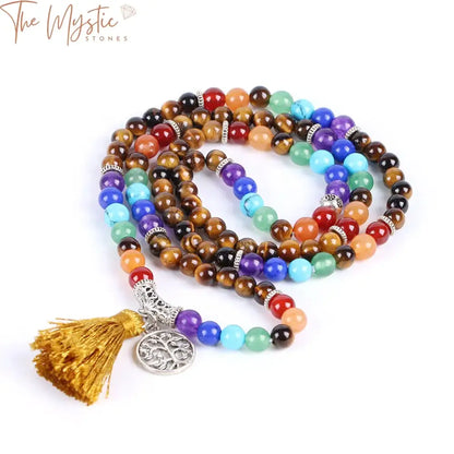 Tiger Eye Multilayer 108-Bead Mala Bracelet