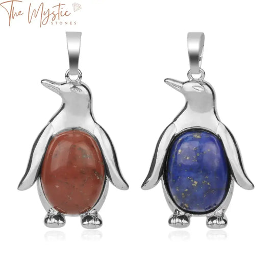 A close-up image of a necklace pendant shaped like a penguin.