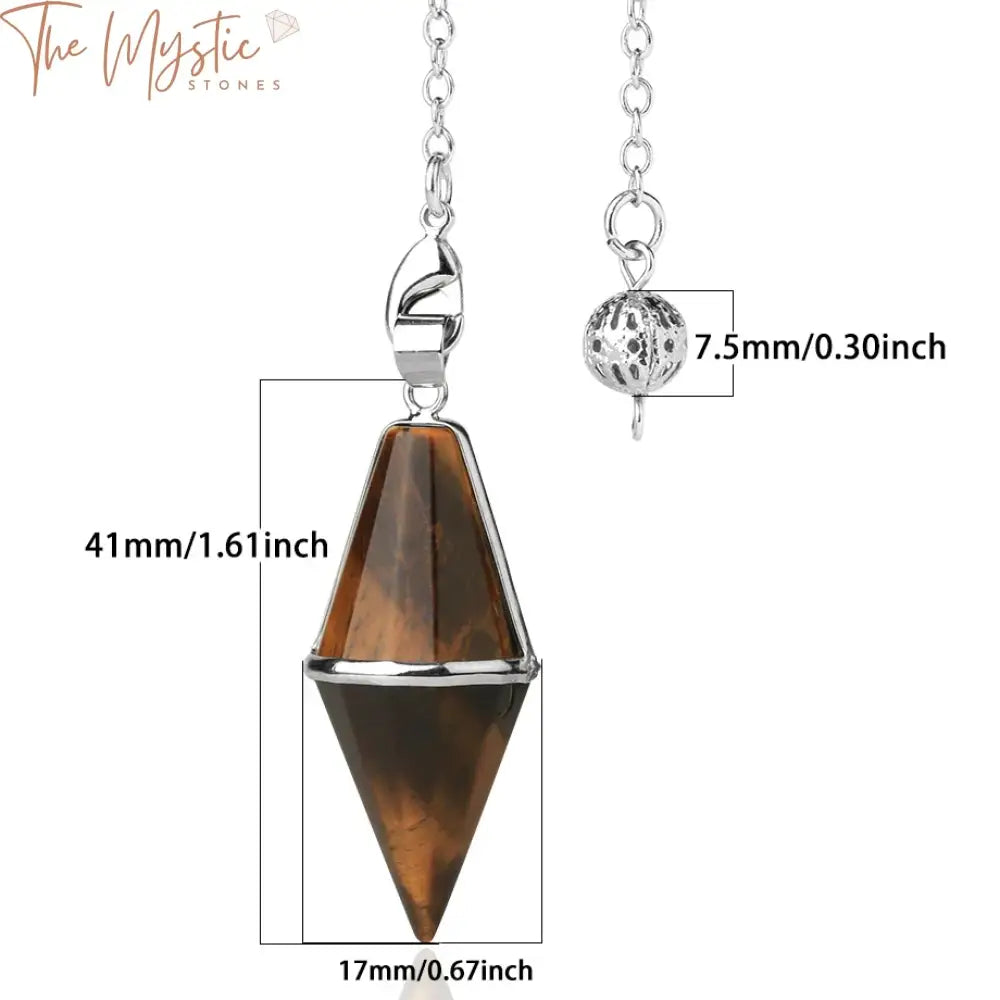 Tiger Eye & Pink Quartz Crystal Healing Pendulum Pendant