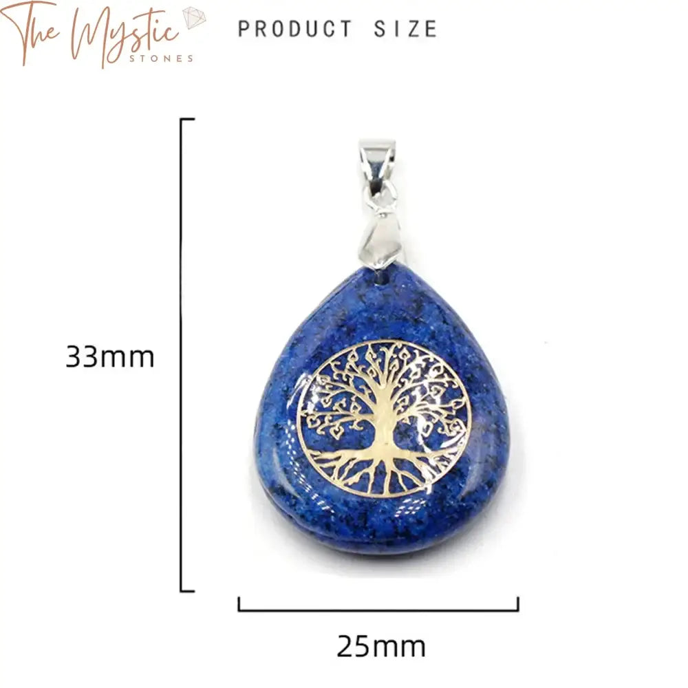 Tiger Eye Teardrop & Tree Of Life Pendant