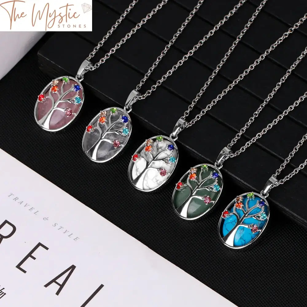 Tree Of Life 7 Chakra Crystal Necklace