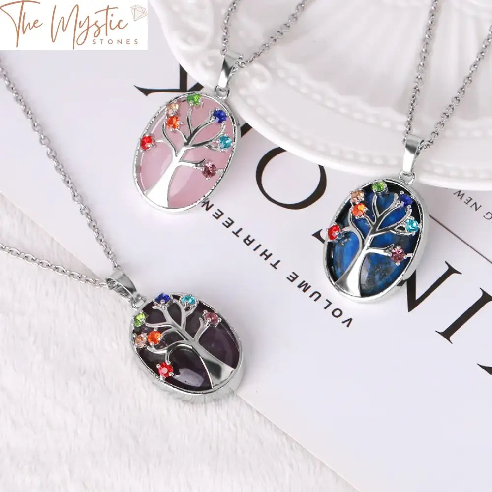 Tree Of Life 7 Chakra Crystal Necklace