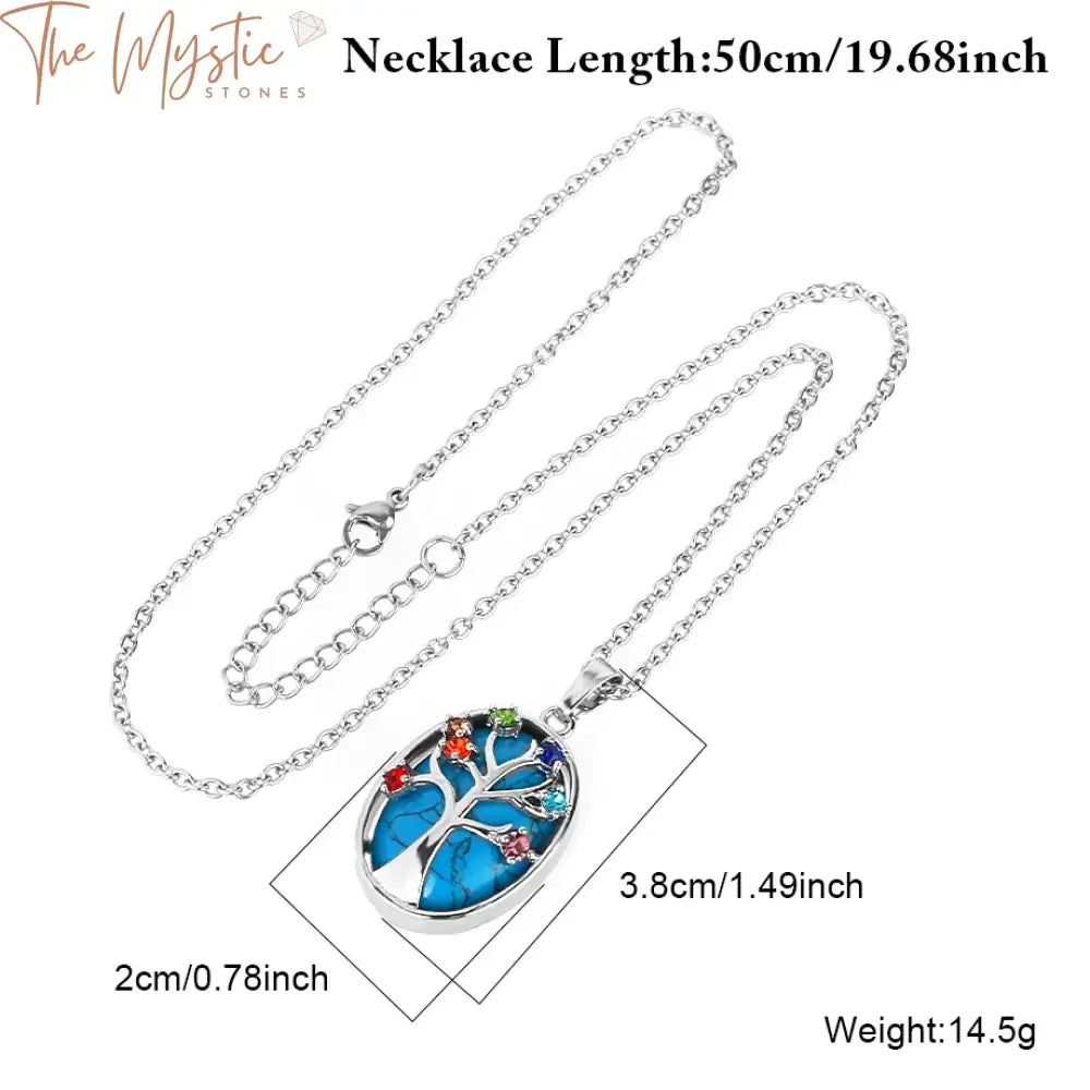 Tree Of Life 7 Chakra Crystal Necklace