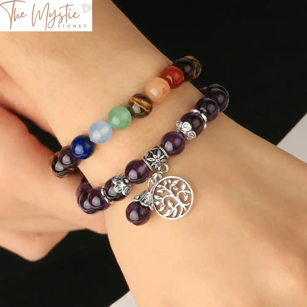 Tree Of Life 7 Chakra Natural Stone Bracelet