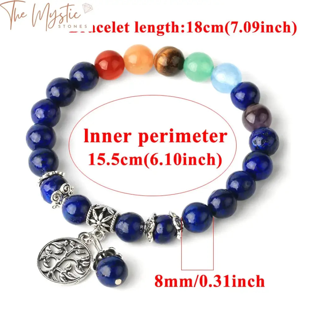 Tree Of Life 7 Chakra Natural Stone Bracelet