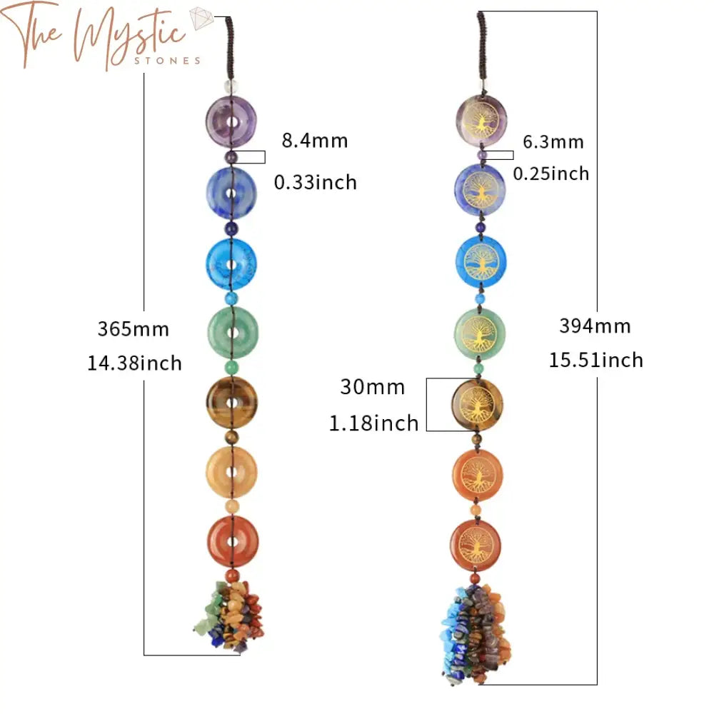 Tree Of Life 7 Chakras Crystal Car Ornament