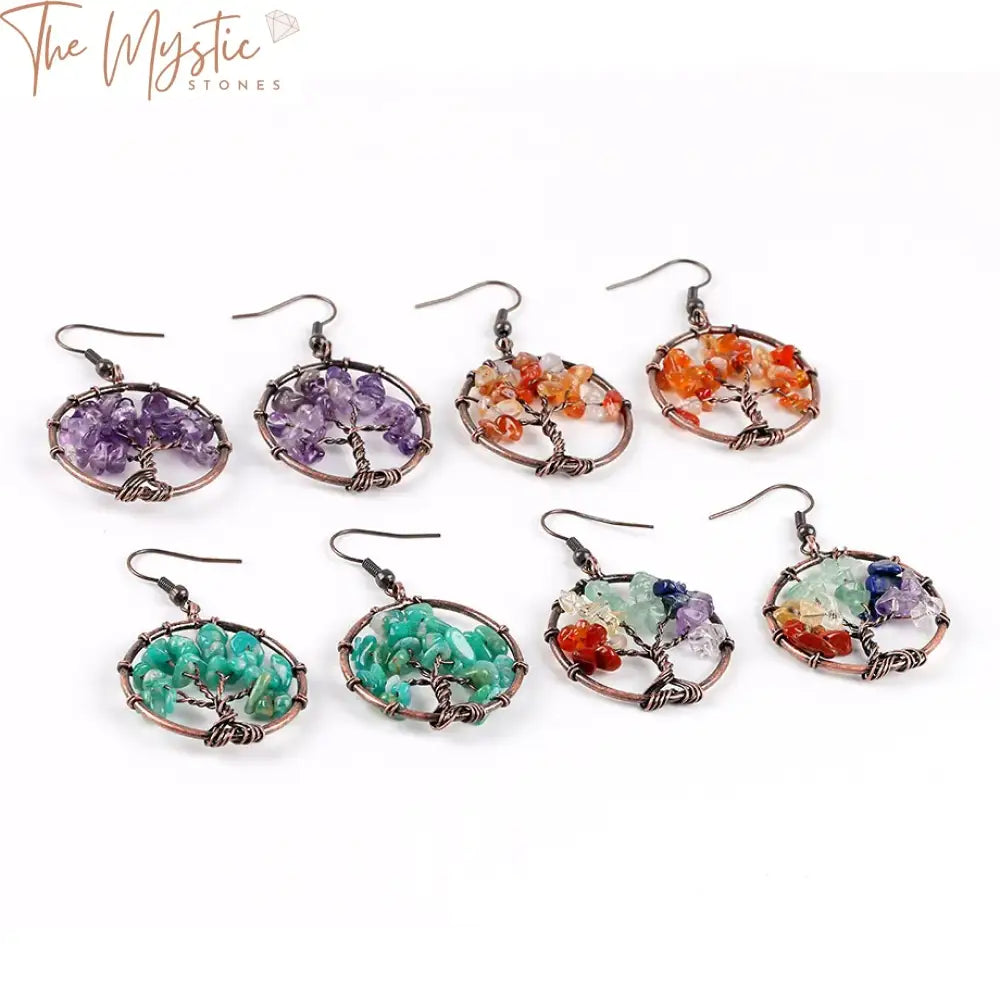 Tree Of Life Chakra Dangle Earrings