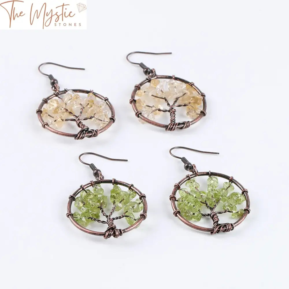 Tree Of Life Chakra Dangle Earrings